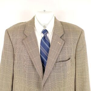 Brooks Brothers 346 Silk Wool 42R Tan Check W/ Yellow Windowpane Sport Coat 2 Bu